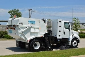 Atlantic Sweeping & Cleaning Inc, Maryland, Virginia, Washington D.C. Official Street Sweeping and Power Sweeping Services Provider with a Tymco 600 Regenerative Air Sweeper