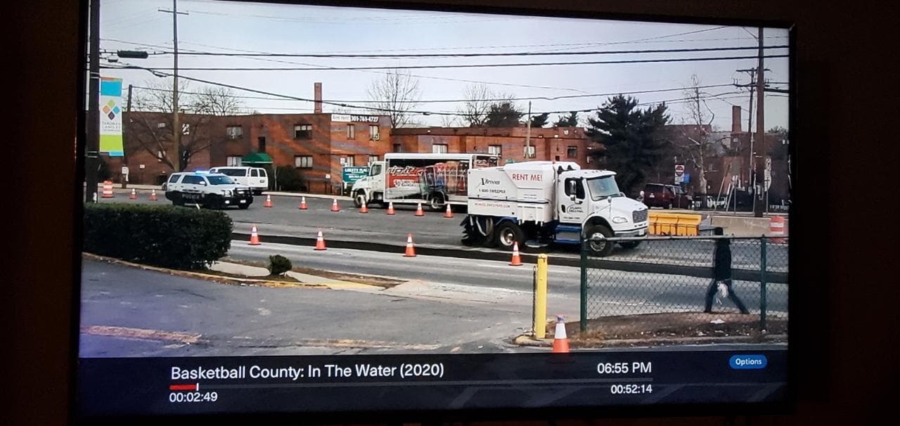 Atlantic Sweeping sweeper truck visible on "Basketball County: In the Water" Documentary on Showtime.