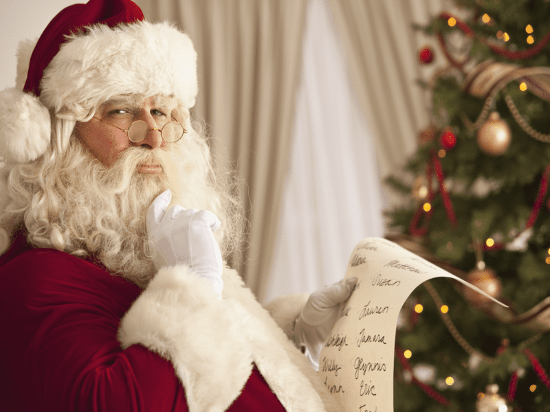 Santa Claus holding his list of good children